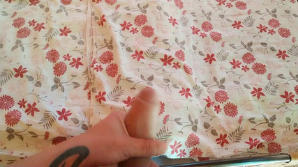 Jerk off While Roommate Is Downstairs - I Couldnt Hold Cum, Bed Sheets Are Now Spotted