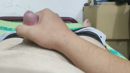 Young Boy Having a Good Night Masturbation with His Cock Before Bed