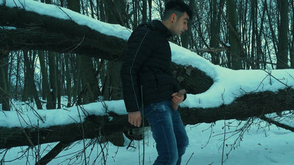 Winter Jerk off in Snowy Land Two Times