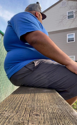450lb fatty at the park, no lie I did not realize this five XL shirt did not cover his belly enough outdoor but I still wo