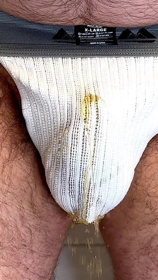 Dude Pissing His White Jocks and Farts