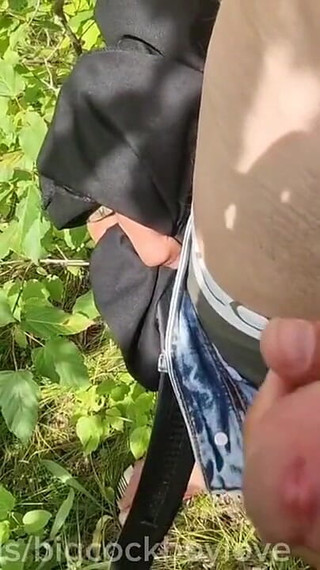 A Random Femboy Jerks My Cock and Eats My Cum in a Public Park