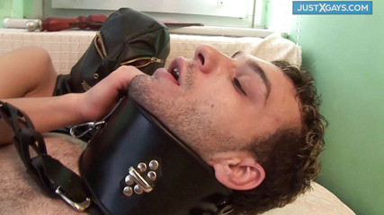 older dude binds a gay boy for oral SM play