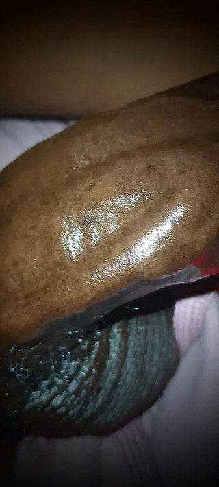 Chocolate Meat Stick - Jacking off His Big Black Dick with Oil