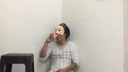 Femboy Sissy Deepthroats a Dildo, Plays with Their Nipples and Does a Cumshot