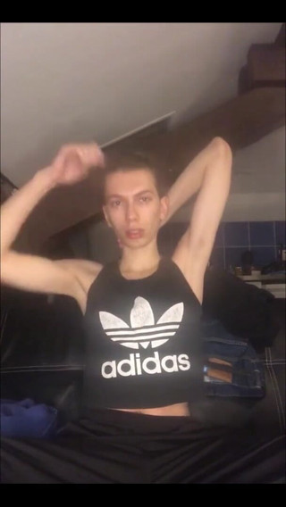 French Young Twink Jerk off While Sniffing His Sneakers Till He Cums