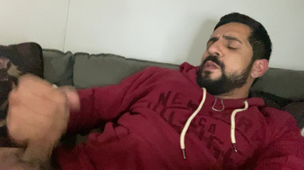 Bearded boy having fun jerking off until he cums and smears himself - Rodrik Dick