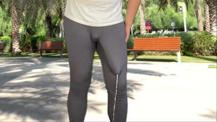 Huge Cock Outdoor Teasing and Risky Cumshot