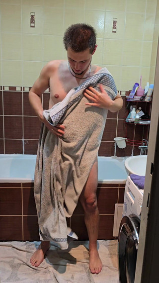 Solo Shower - Hairy Man Enjoys the Warm Water