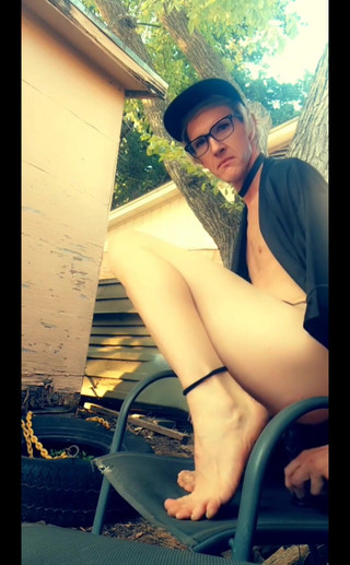 Bouncing on My Toy with My Cock Locked up Outdoor!