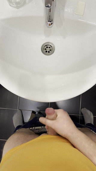 The Guy Masturbates in the Bathroom and, Filming Everything Close-up, and at the End.