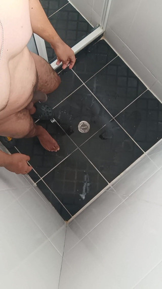 Feet, Uncut Cock, and Big Balls in the Shower