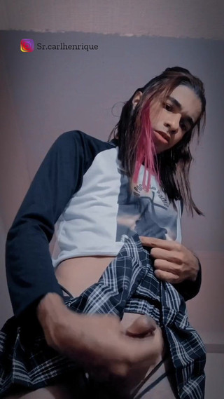 Young Boy in a Mini Skirt Masturbating