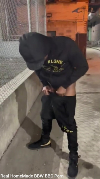 Outdoor Cumshot Stroking My Big Black Cock