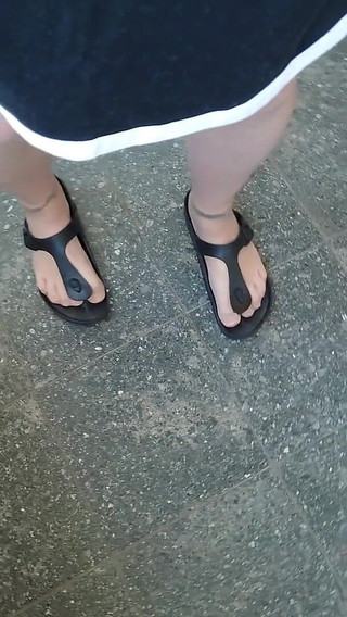Birkenstocks and Nylon Feet in the Stairwell
