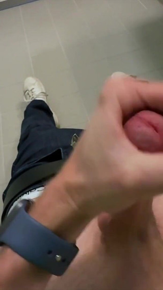 Public Toilet Horny Jerk off & Cumshot