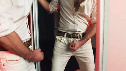 A Handsome Guy Masturbates in Front of A Mirror. I Finish Loudly and Fill the Mirror with My Sperm