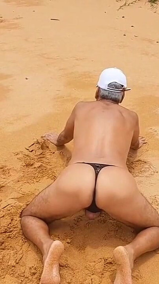 Ladysilva Crossdresser on the Beach in Panties What a Hot Ass