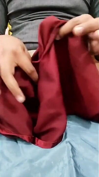 Satin Silk Handjob Porn - Dick Head Rub with Satin Silky Maroon Suit of Nurse (84)