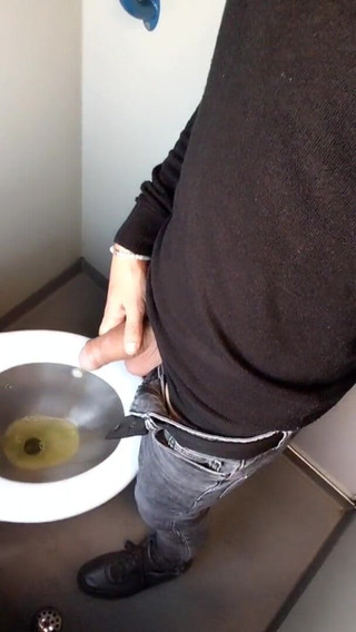 Piss with Low Hanging Balls on the Train Toilet