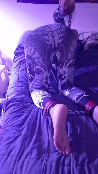 Self Bondage Chain Leather Collar Feet