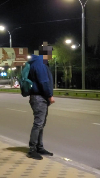 Guy Pisses and Jerks off Right on the Road Where Cars Drive