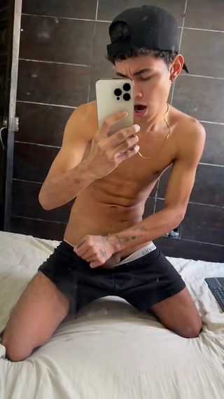 Touching My Big Young Latino Boy Cock