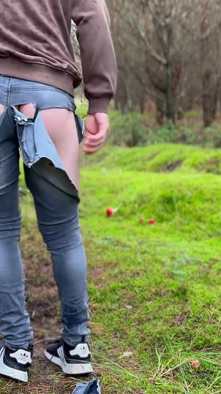 I try to free myself from my pants, she strips naked and runs away