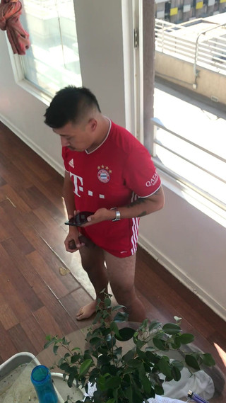 Horny Soccer Coach Caught Jerking off Next to Rooftop Window While Watching Porn