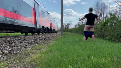 Flashing Public Train Risky Dick Flash Risky Public Masturbation