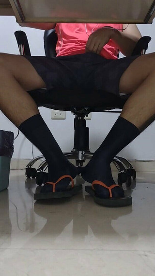Shows His Feet When in College Classes ( Nylon Socks)