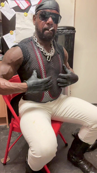 Black Bodybuilder Smoking, Posing, Muscle Flexing &.Cumming
