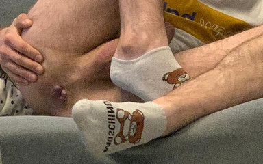 Playing with a Dildo in Socks