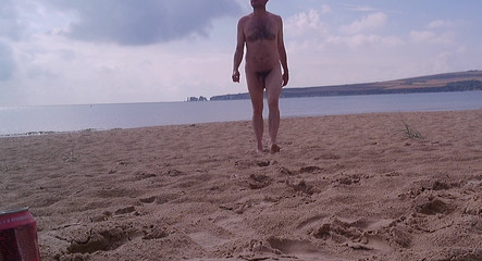 Walking naked out of the sea at nudist beach - Rockard Stepdaddy