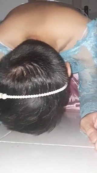 Asian Crossdresser Satin National Gown Cum Pleasure