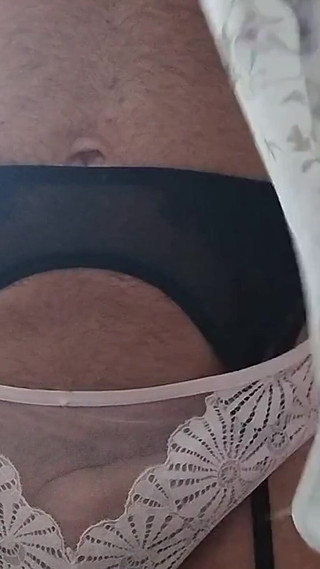 Crossdresser Strips Dress Revealing New Pink Panties and Bra