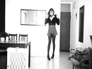 Short Striptease. Short Skirt.