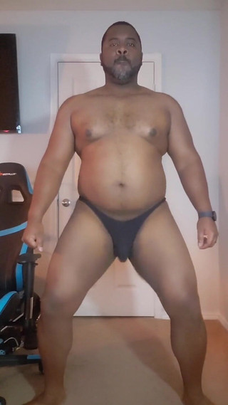 Big Black Beefy Bear in a Thong