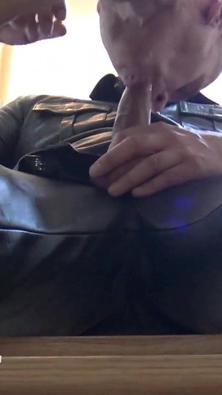 Leather Master Fucks Slave on Stairs