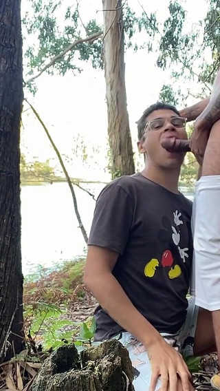 Skinny with a Big Dick Eating a Stranger in the Woods