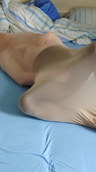 Hot Nylon Encasement in Black Pantyhose