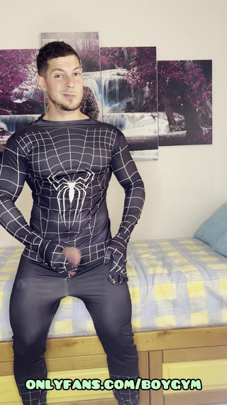 Spiderman Milky Cock! You Know Where Watch Me in Action!