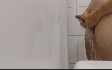 Hairy Boy in the Bathroom Masturbating Hard