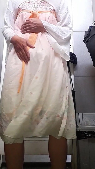 Crossdresser Cum Wearing Cute Chinese Hanfu Dress